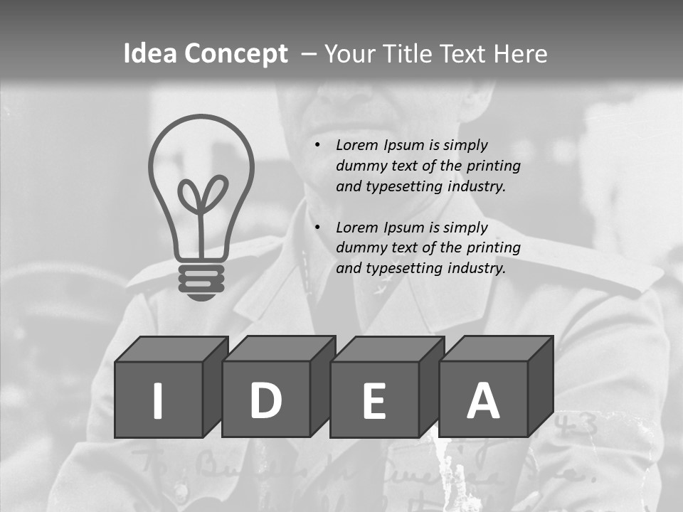 Senior Officer Posing Black And White Background PowerPoint Template