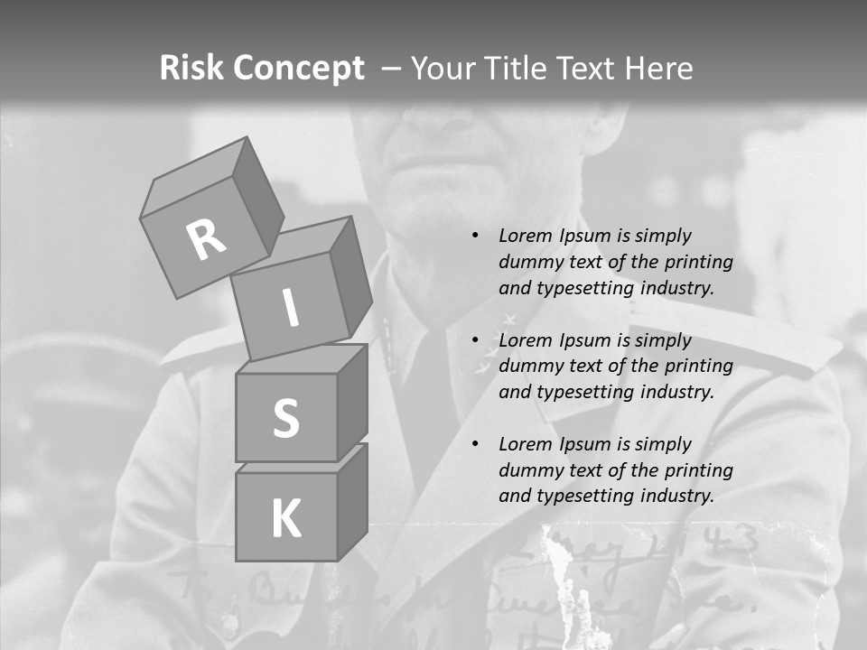 Senior Officer Posing Black And White Background PowerPoint Template