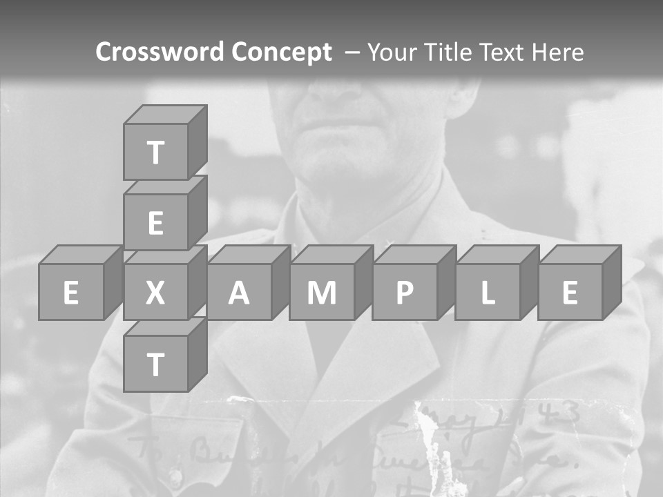 Senior Officer Posing Black And White Background PowerPoint Template