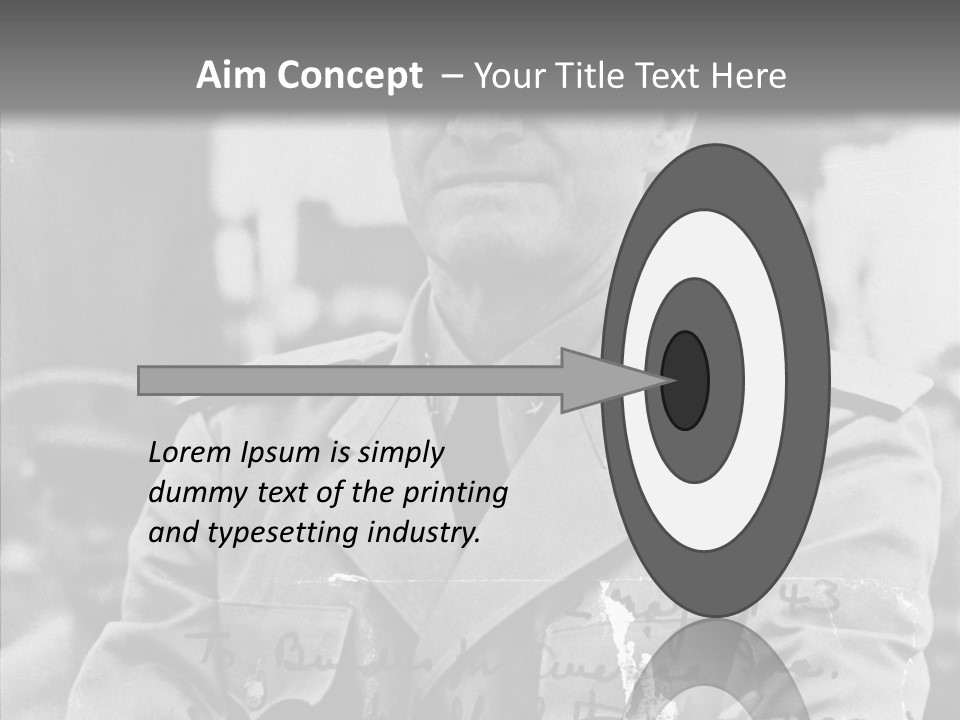 Senior Officer Posing Black And White Background PowerPoint Template