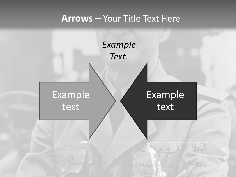 Senior Officer Posing Black And White Background PowerPoint Template