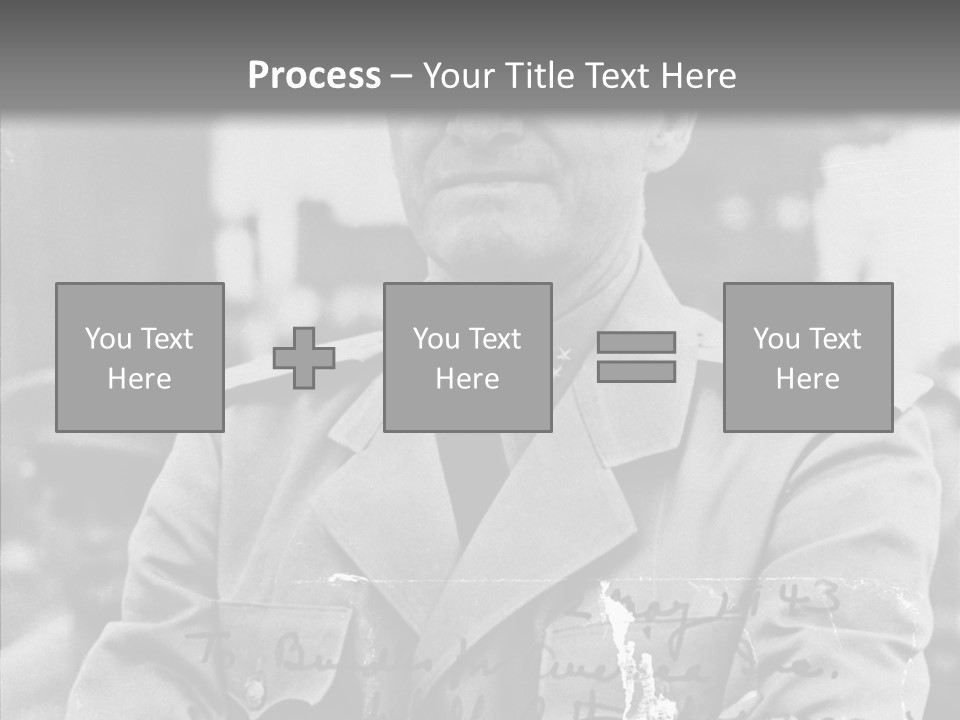 Senior Officer Posing Black And White Background PowerPoint Template