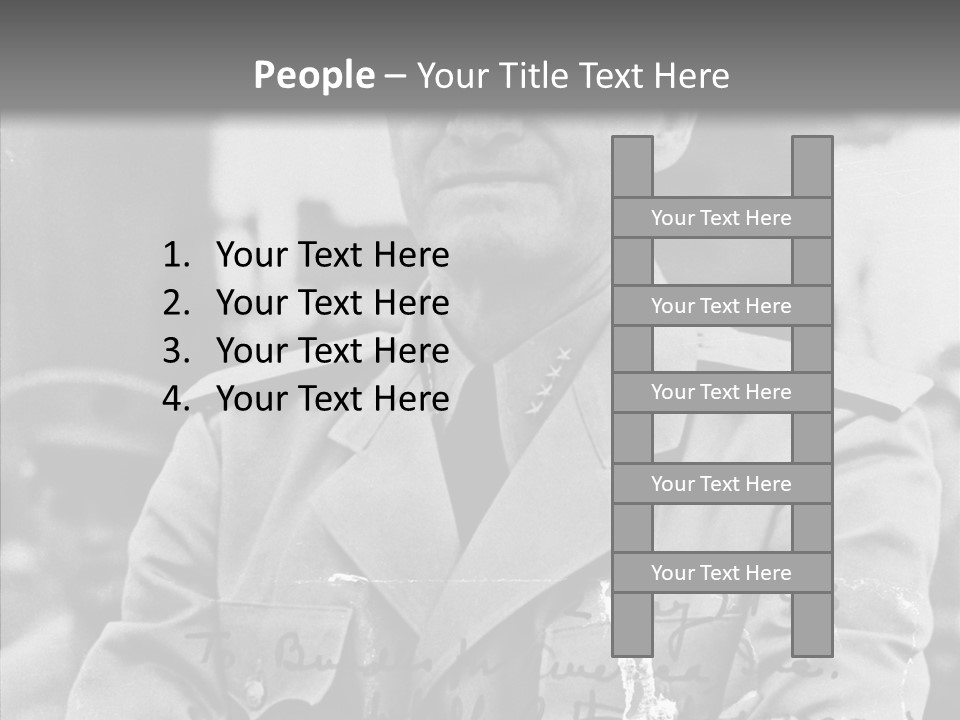 Senior Officer Posing Black And White Background PowerPoint Template