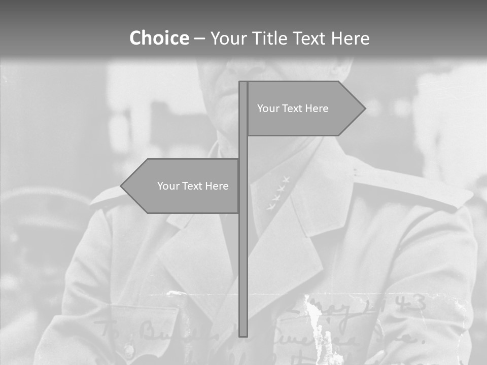 Senior Officer Posing Black And White Background PowerPoint Template