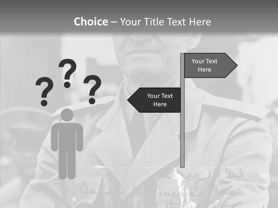 Senior Officer Posing Black And White Background PowerPoint Template