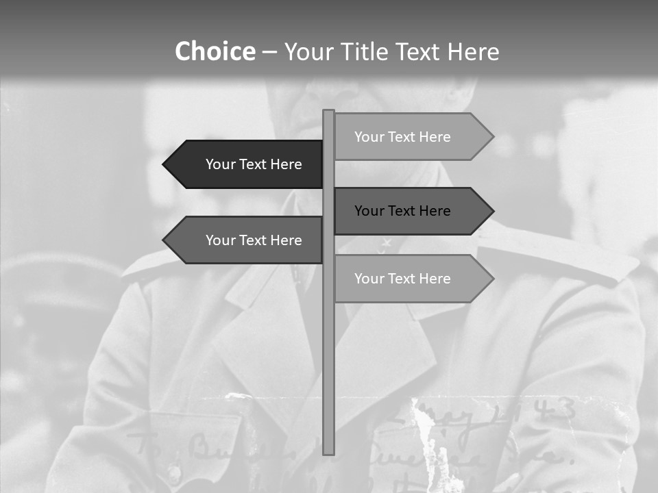 Senior Officer Posing Black And White Background PowerPoint Template