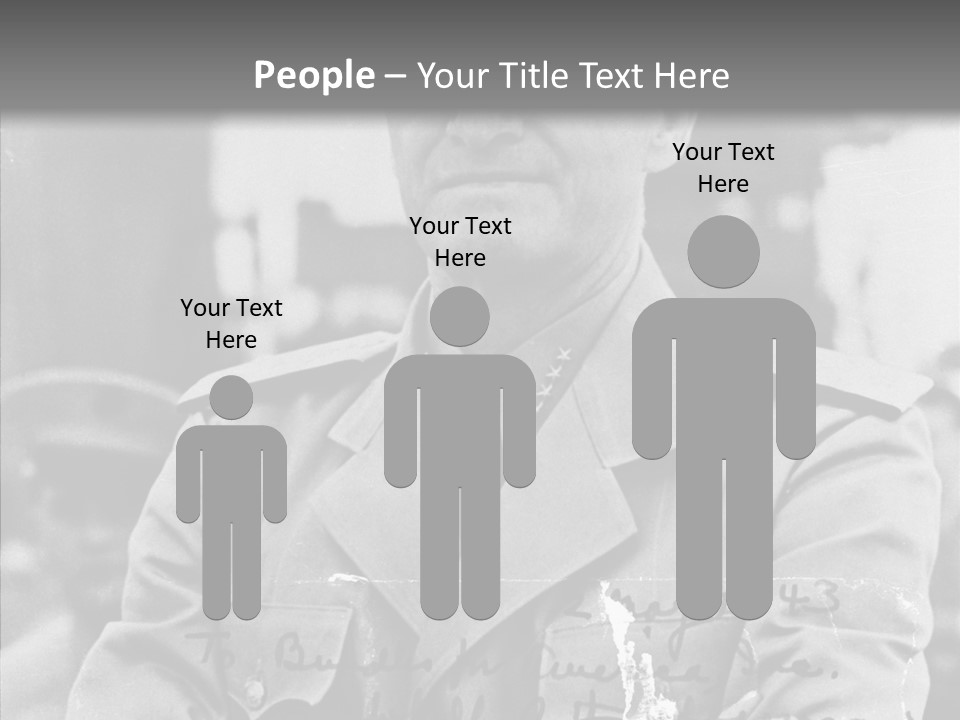 Senior Officer Posing Black And White Background PowerPoint Template