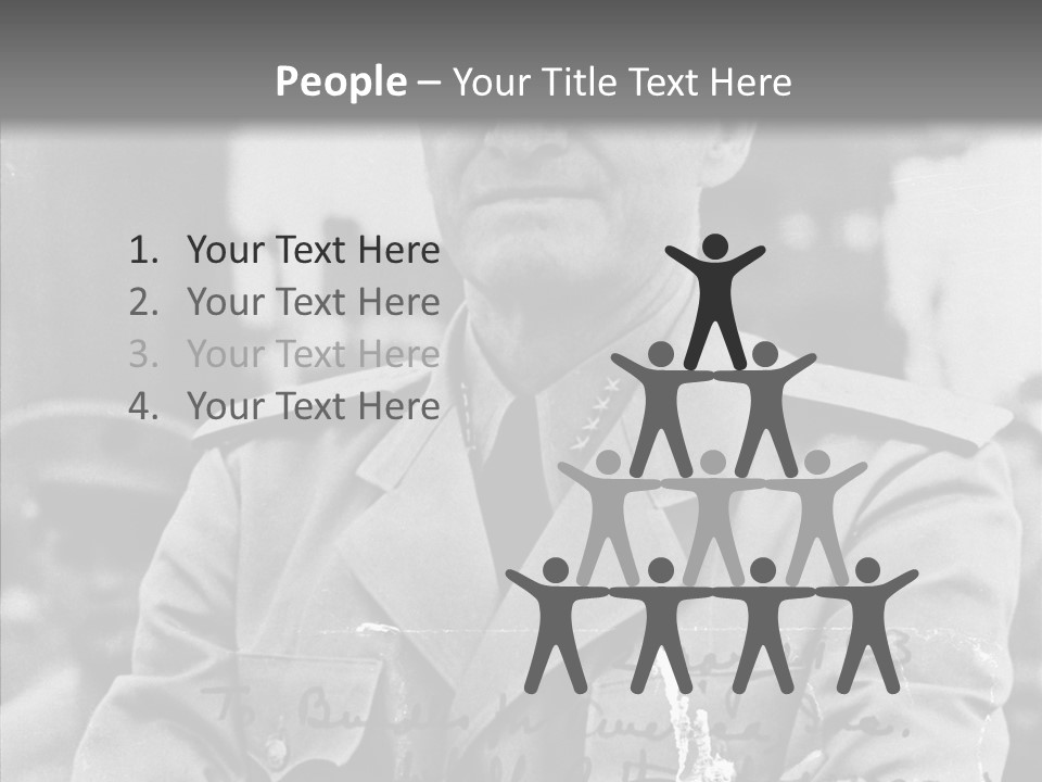 Senior Officer Posing Black And White Background PowerPoint Template