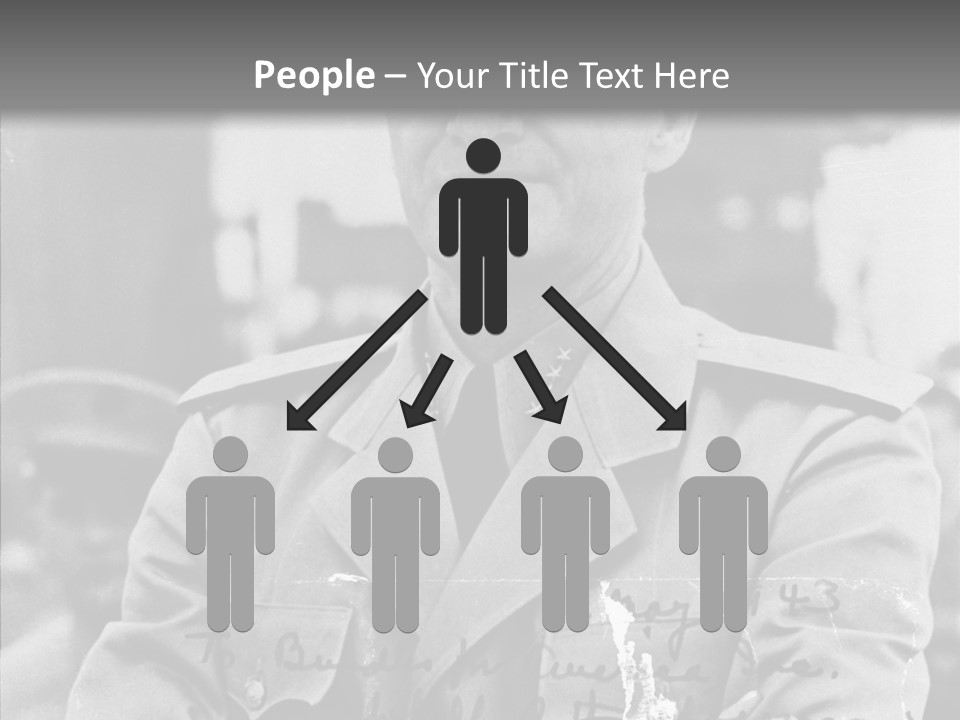 Senior Officer Posing Black And White Background PowerPoint Template