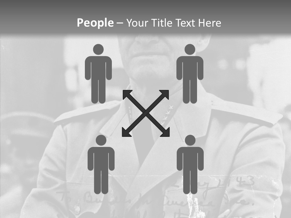 Senior Officer Posing Black And White Background PowerPoint Template