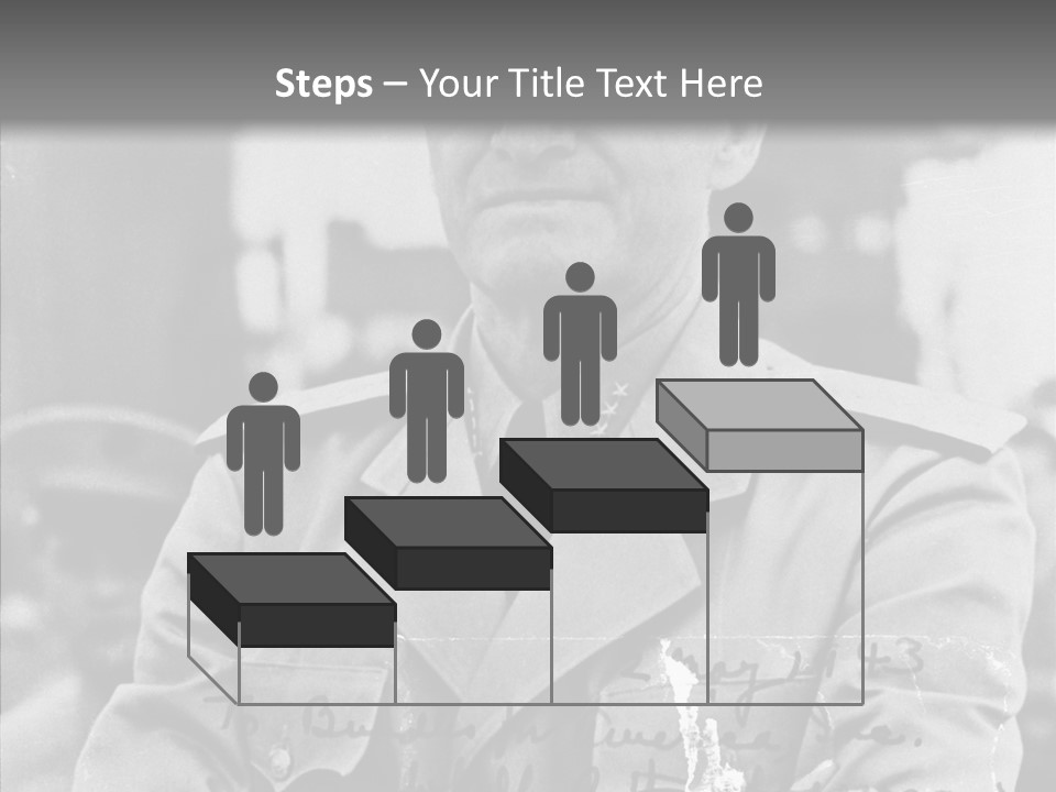 Senior Officer Posing Black And White Background PowerPoint Template