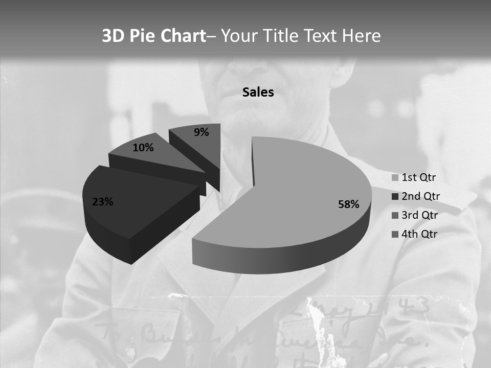 Senior Officer Posing Black And White Background PowerPoint Template