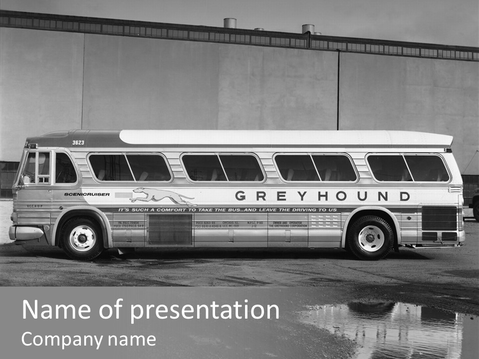 Retro Bus On White Background Black PowerPoint Template