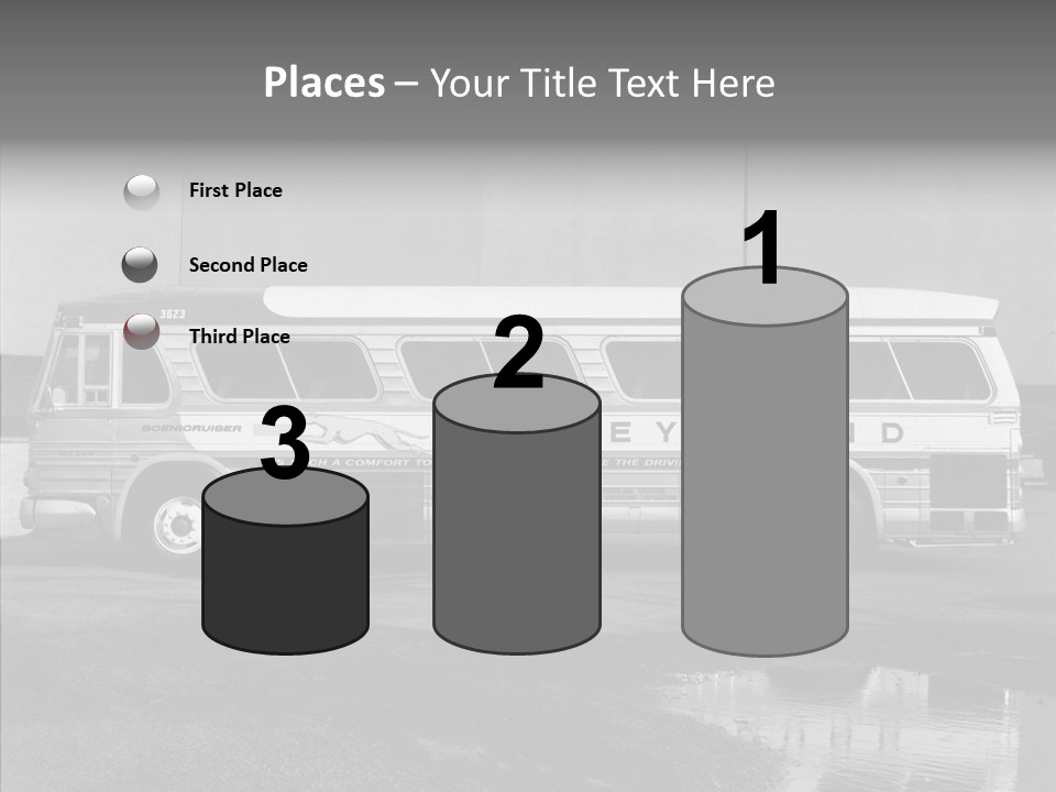 Retro Bus On White Background Black PowerPoint Template