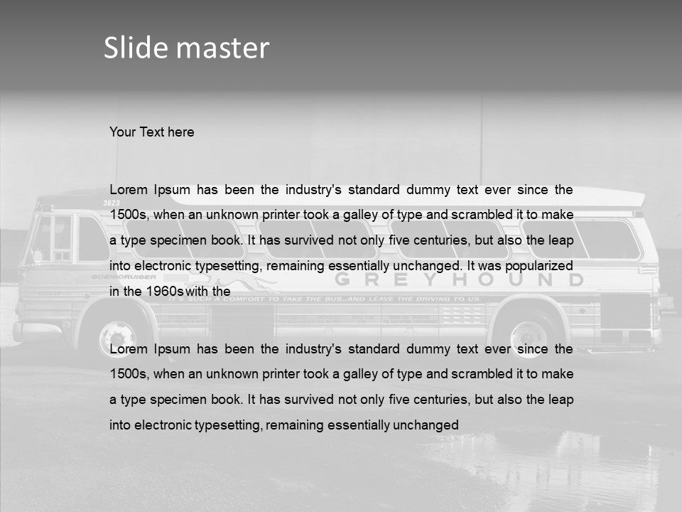 Retro Bus On White Background Black PowerPoint Template