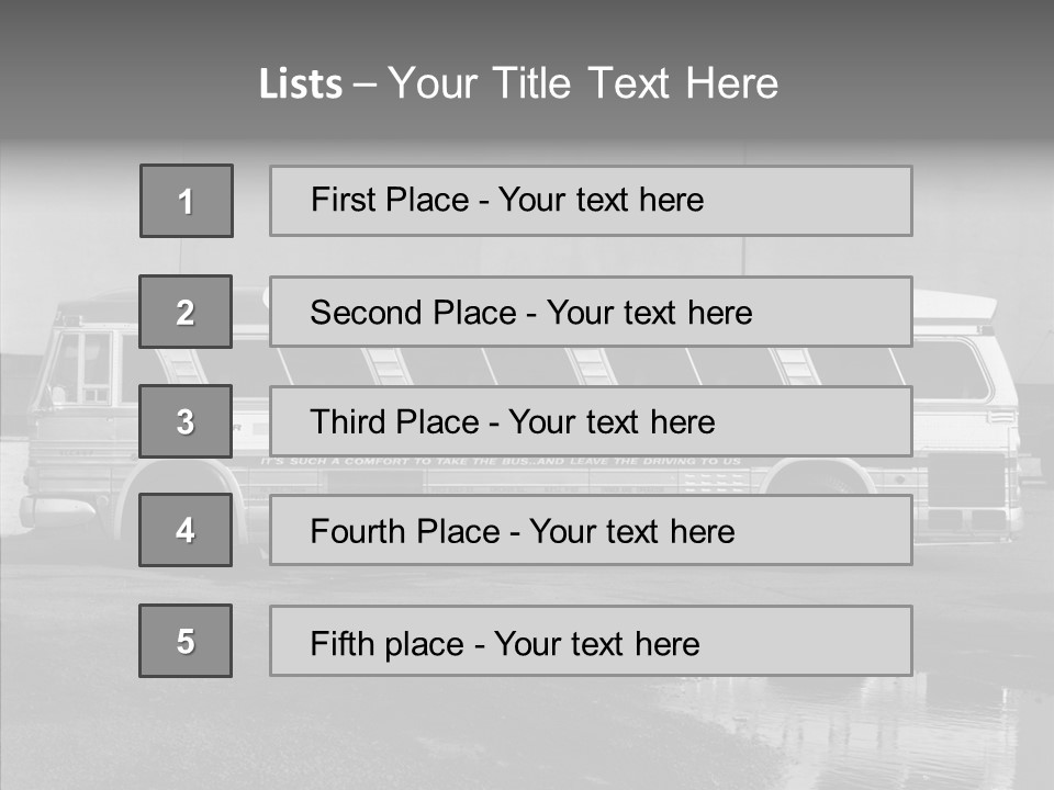 Retro Bus On White Background Black PowerPoint Template