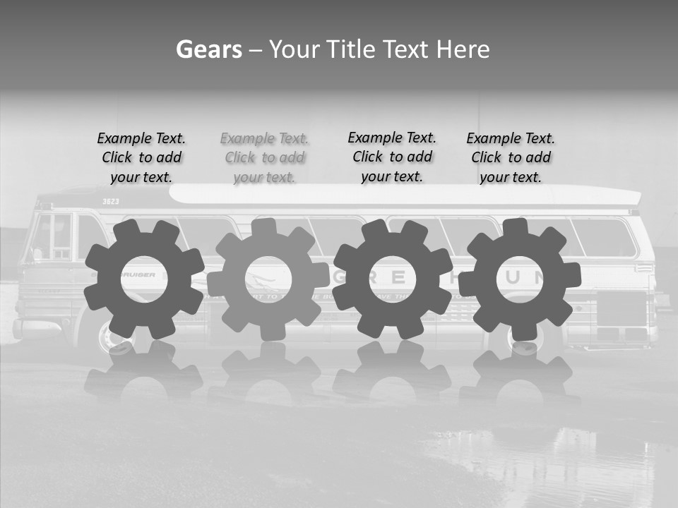 Retro Bus On White Background Black PowerPoint Template