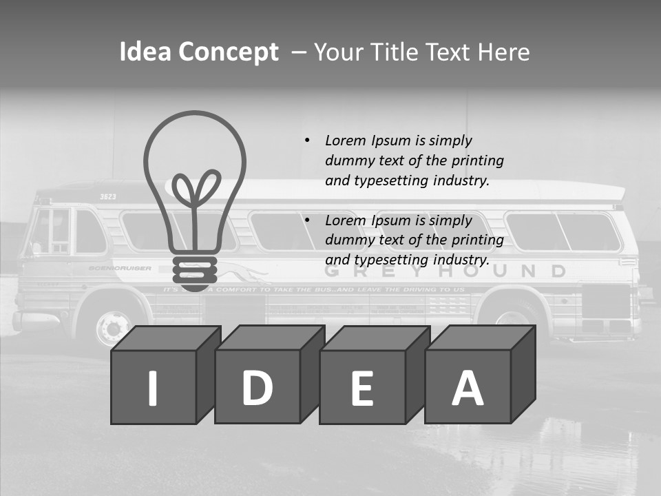 Retro Bus On White Background Black PowerPoint Template