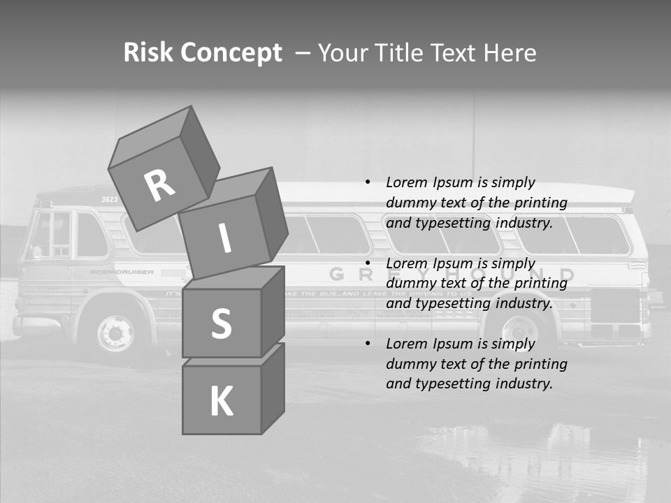 Retro Bus On White Background Black PowerPoint Template