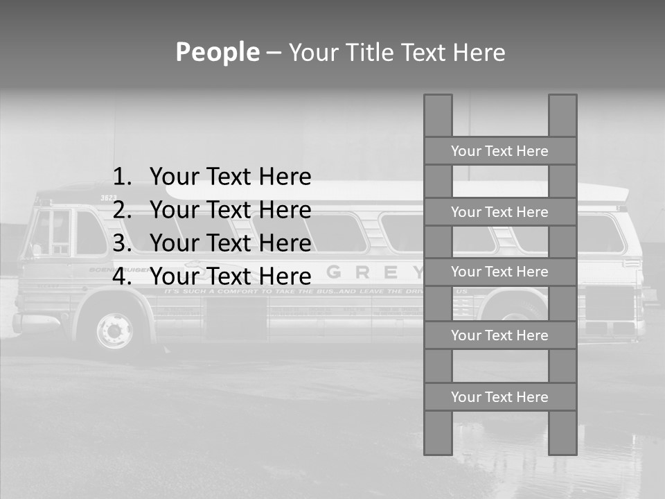 Retro Bus On White Background Black PowerPoint Template