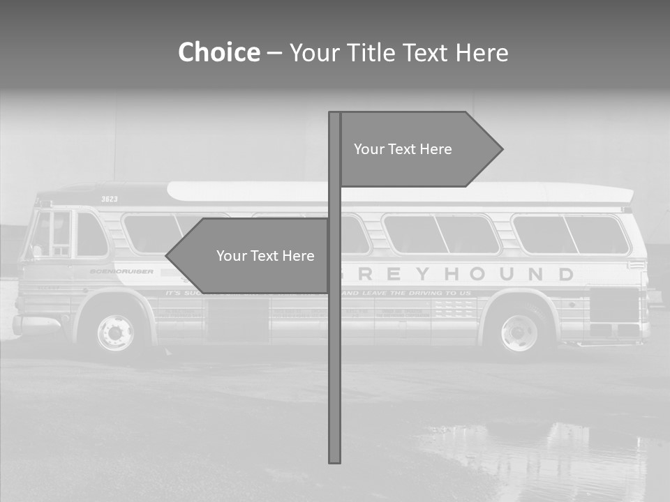 Retro Bus On White Background Black PowerPoint Template