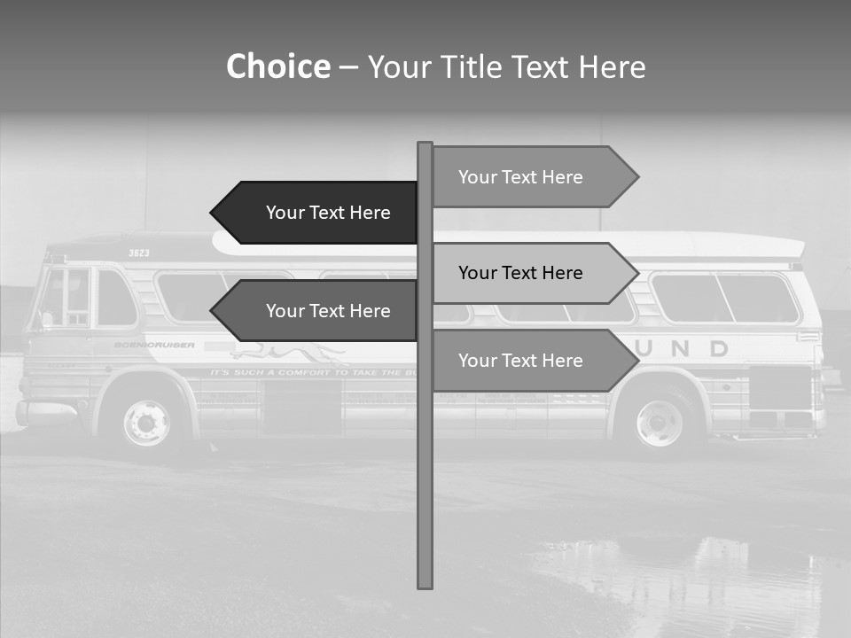 Retro Bus On White Background Black PowerPoint Template