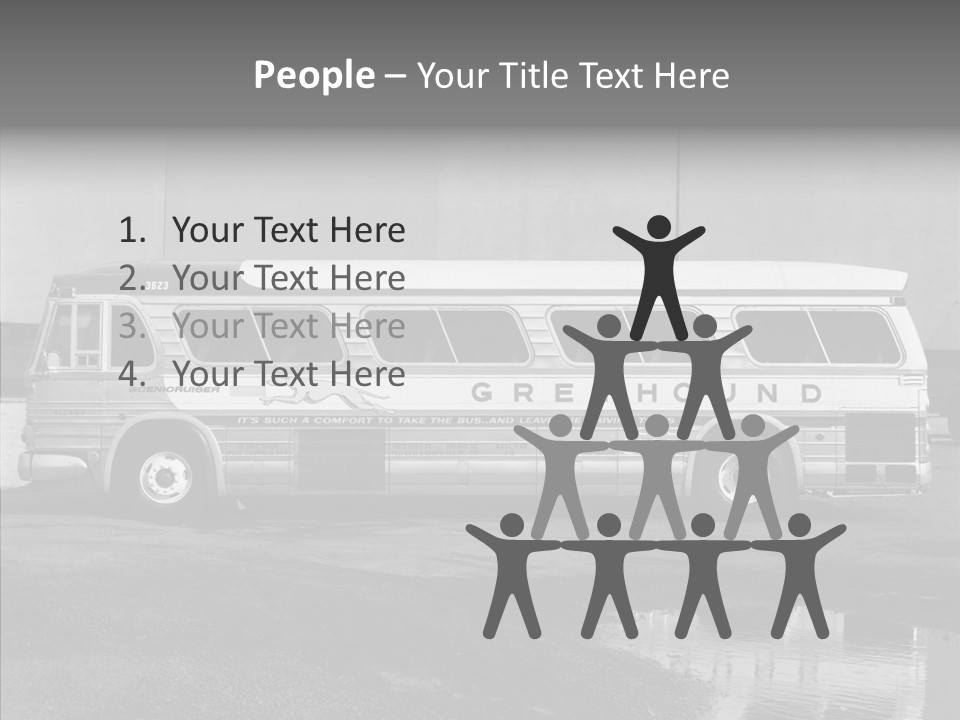 Retro Bus On White Background Black PowerPoint Template