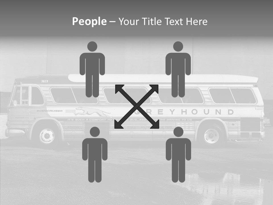 Retro Bus On White Background Black PowerPoint Template