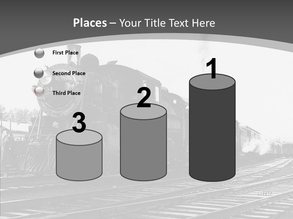 Old Locomotive Black White Background PowerPoint Template