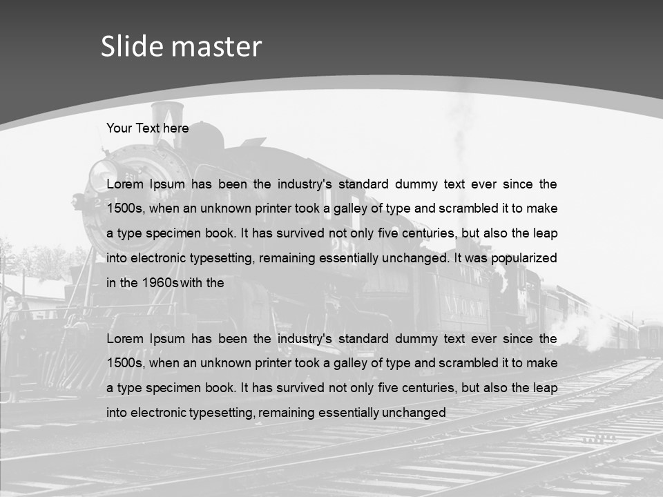 Old Locomotive Black White Background PowerPoint Template