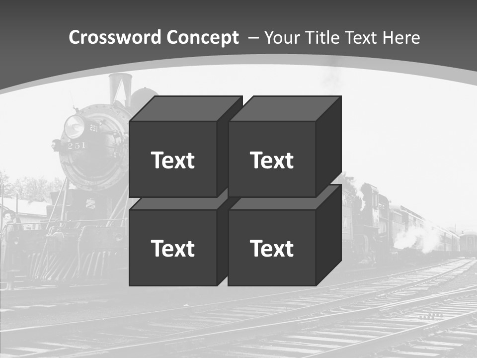 Old Locomotive Black White Background PowerPoint Template