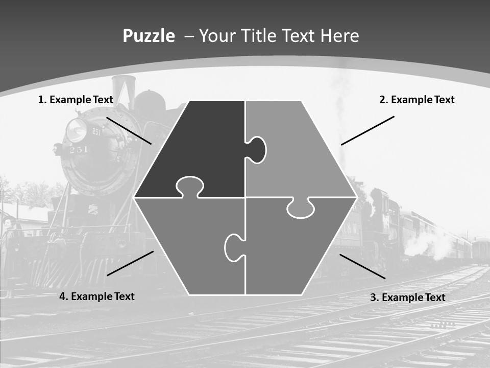 Old Locomotive Black White Background PowerPoint Template