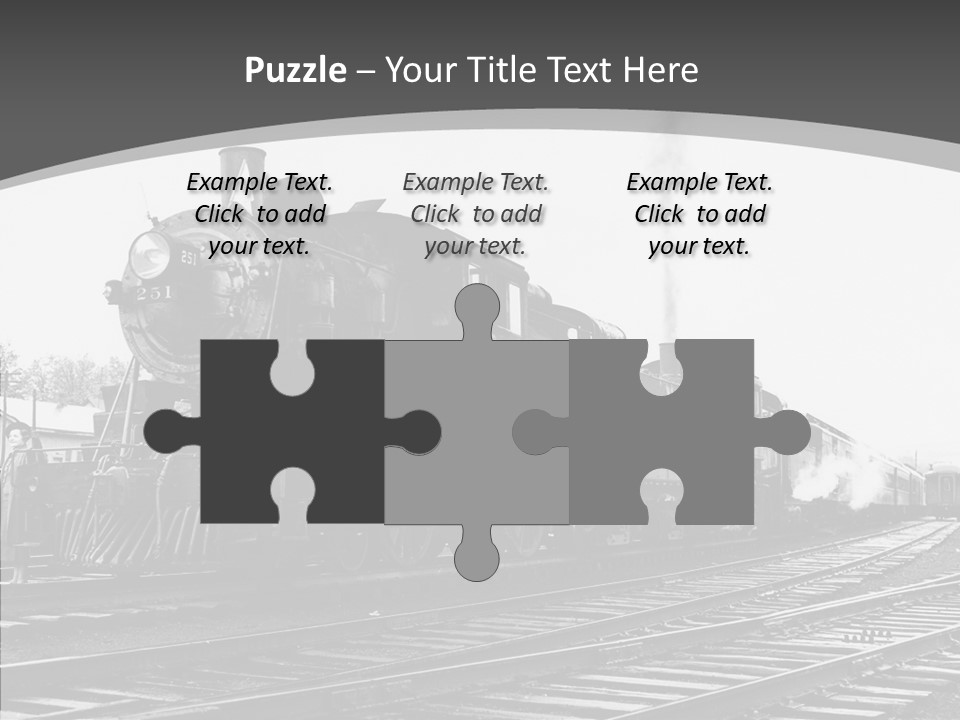 Old Locomotive Black White Background PowerPoint Template