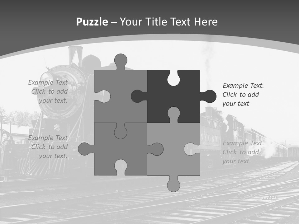 Old Locomotive Black White Background PowerPoint Template