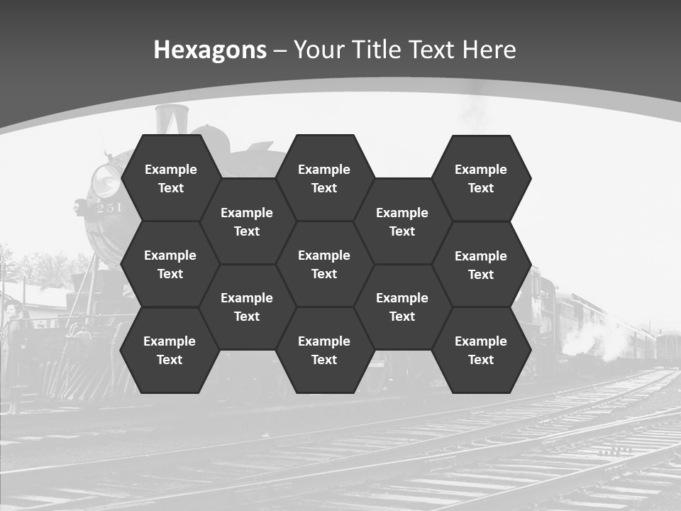 Old Locomotive Black White Background PowerPoint Template