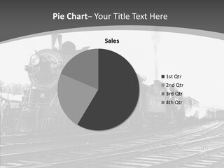 Old Locomotive Black White Background PowerPoint Template