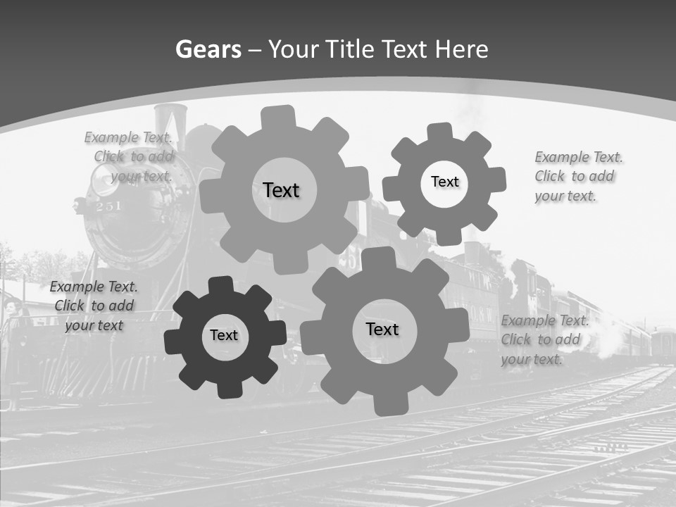 Old Locomotive Black White Background PowerPoint Template