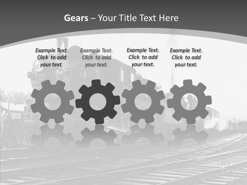 Old Locomotive Black White Background PowerPoint Template