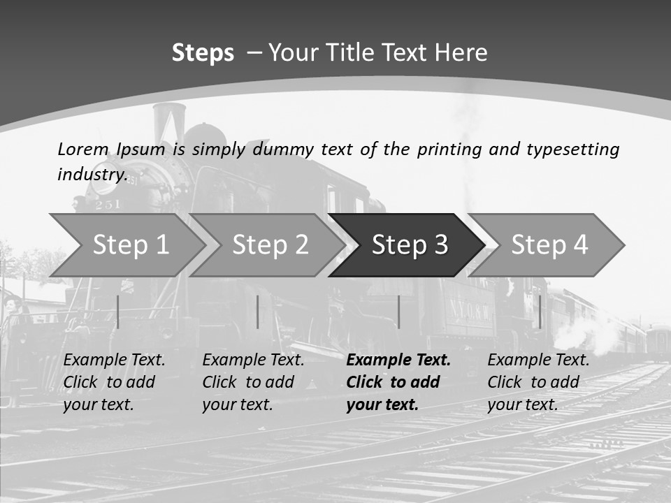 Old Locomotive Black White Background PowerPoint Template