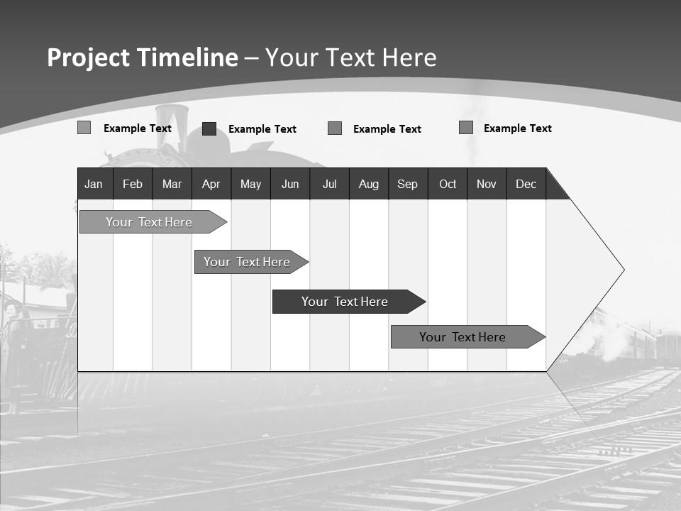 Old Locomotive Black White Background PowerPoint Template