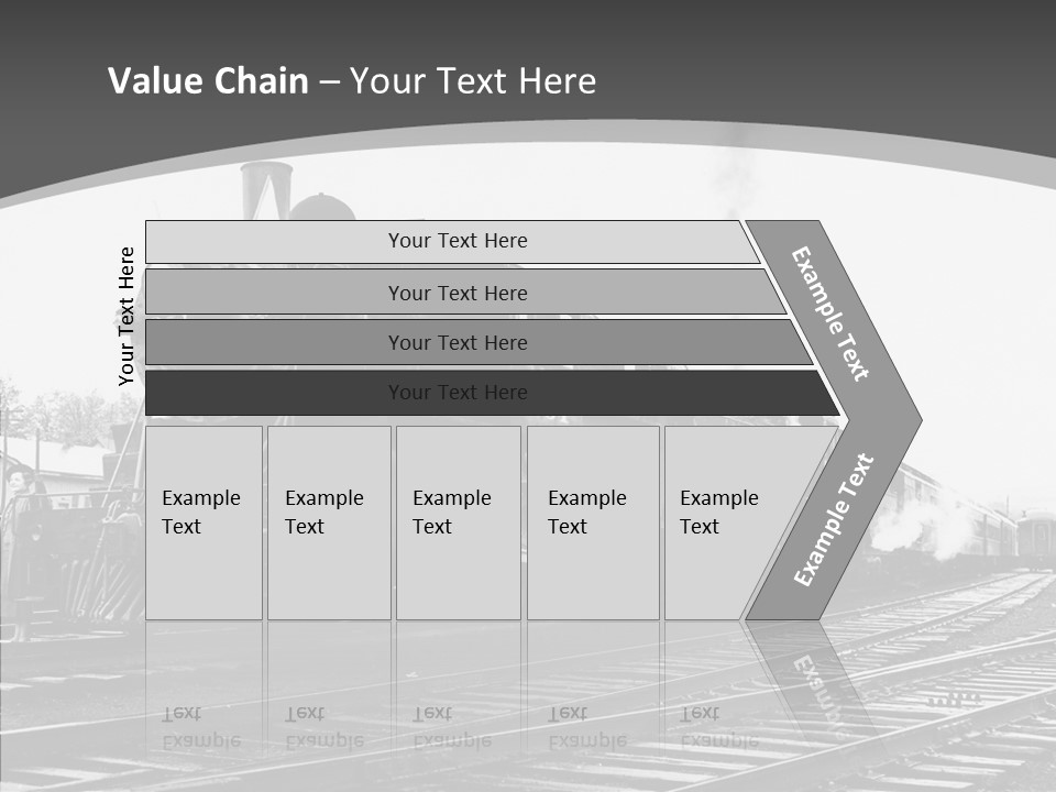 Old Locomotive Black White Background PowerPoint Template