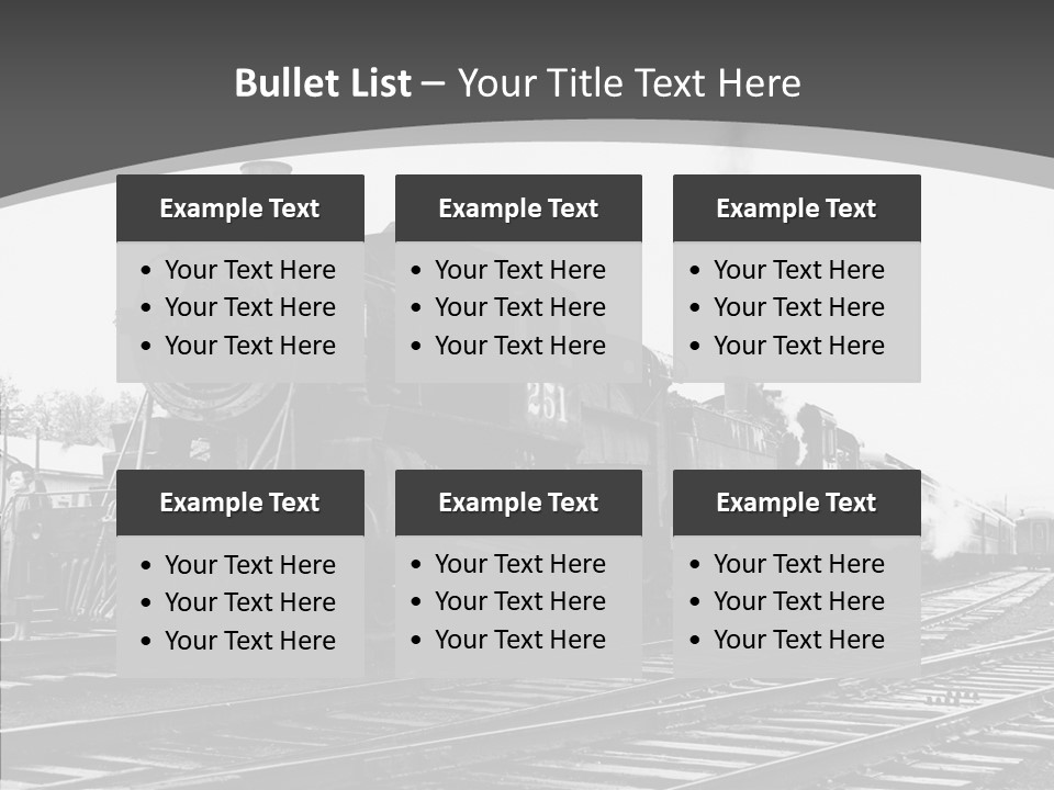 Old Locomotive Black White Background PowerPoint Template