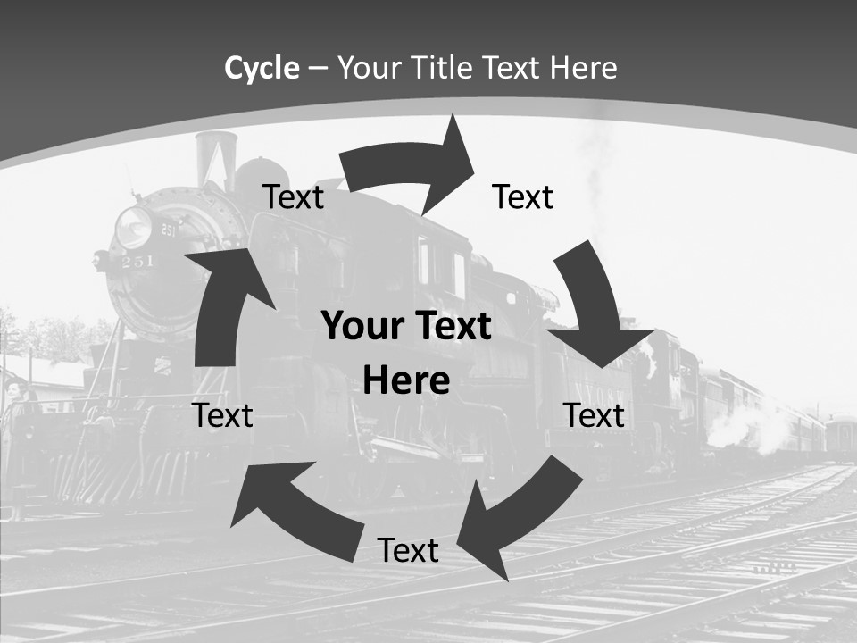 Old Locomotive Black White Background PowerPoint Template