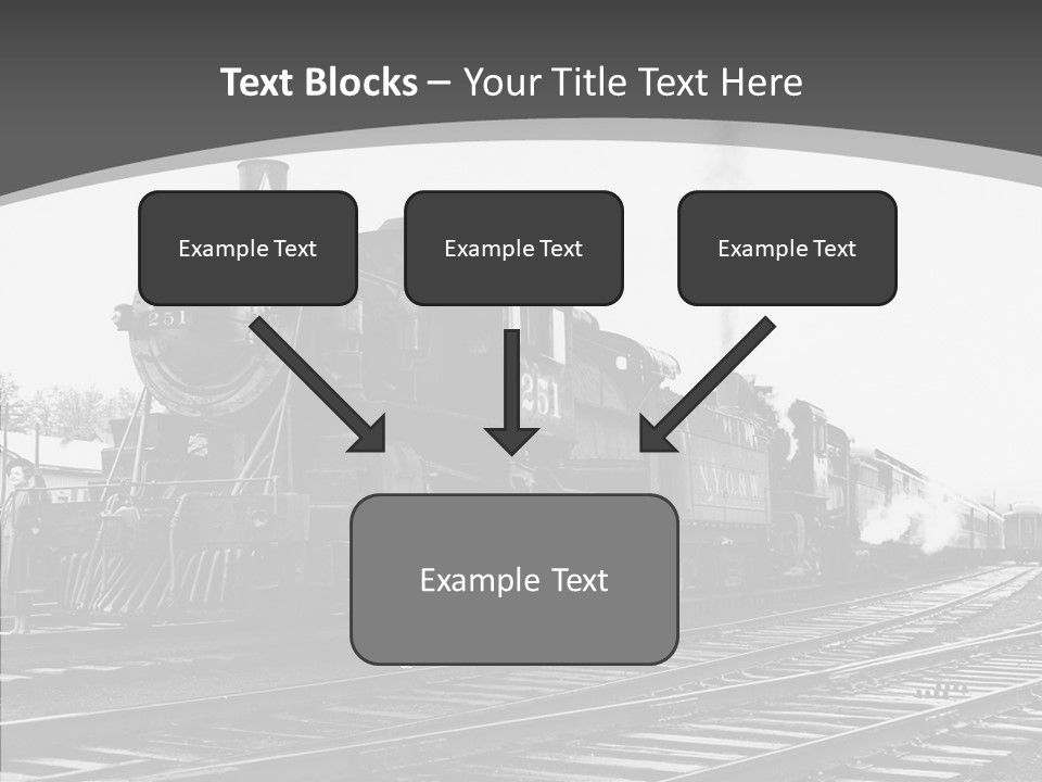 Old Locomotive Black White Background PowerPoint Template