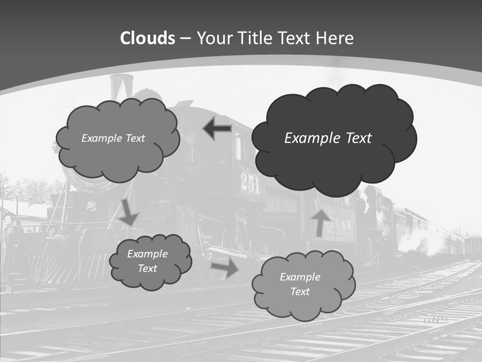 Old Locomotive Black White Background PowerPoint Template