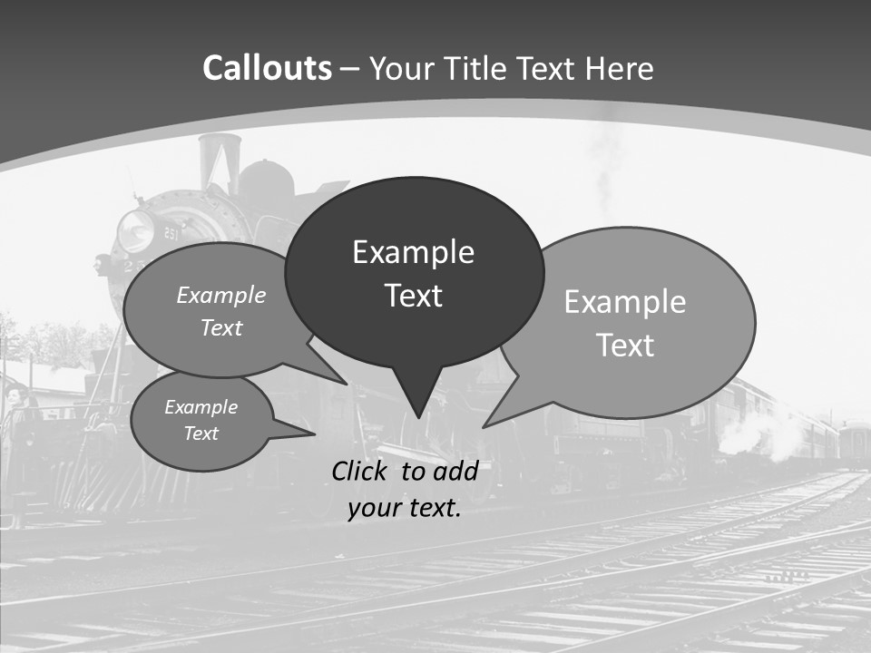 Old Locomotive Black White Background PowerPoint Template