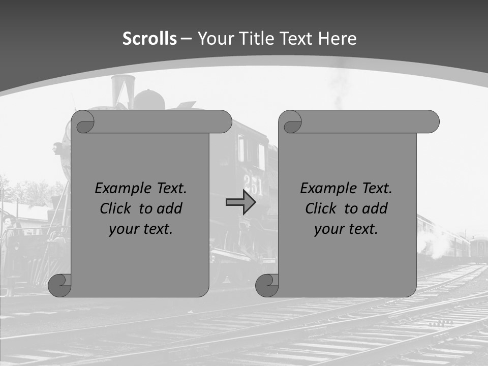 Old Locomotive Black White Background PowerPoint Template