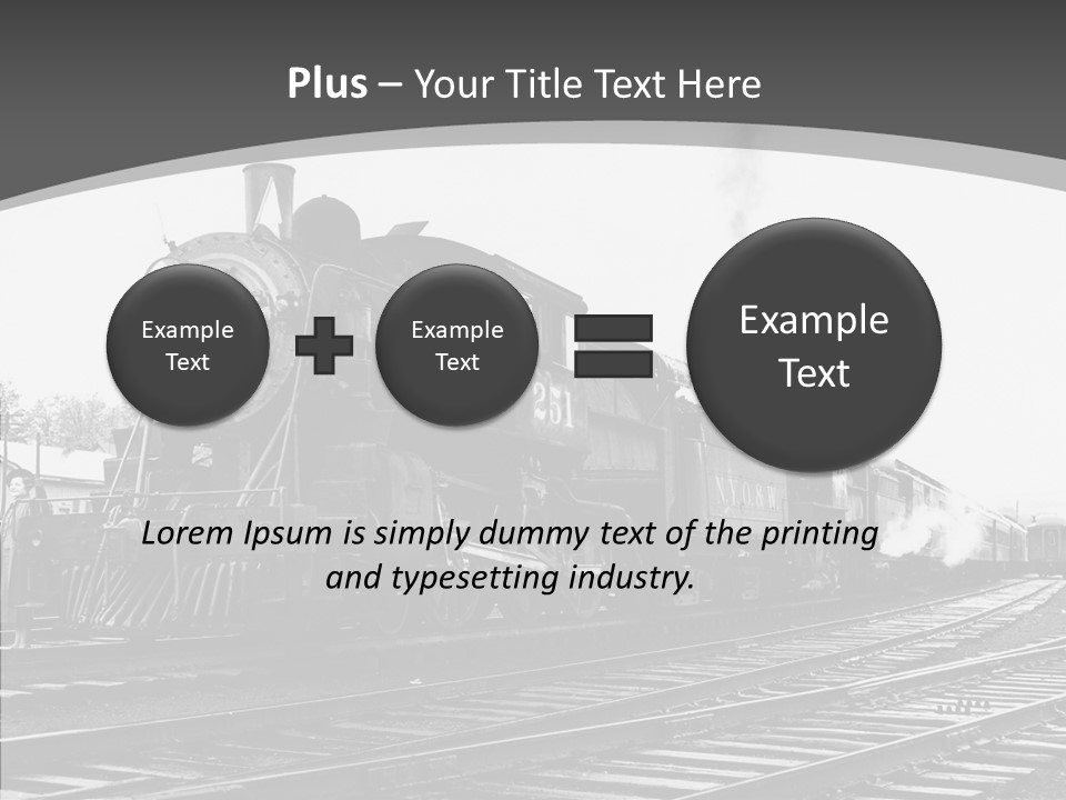 Old Locomotive Black White Background PowerPoint Template