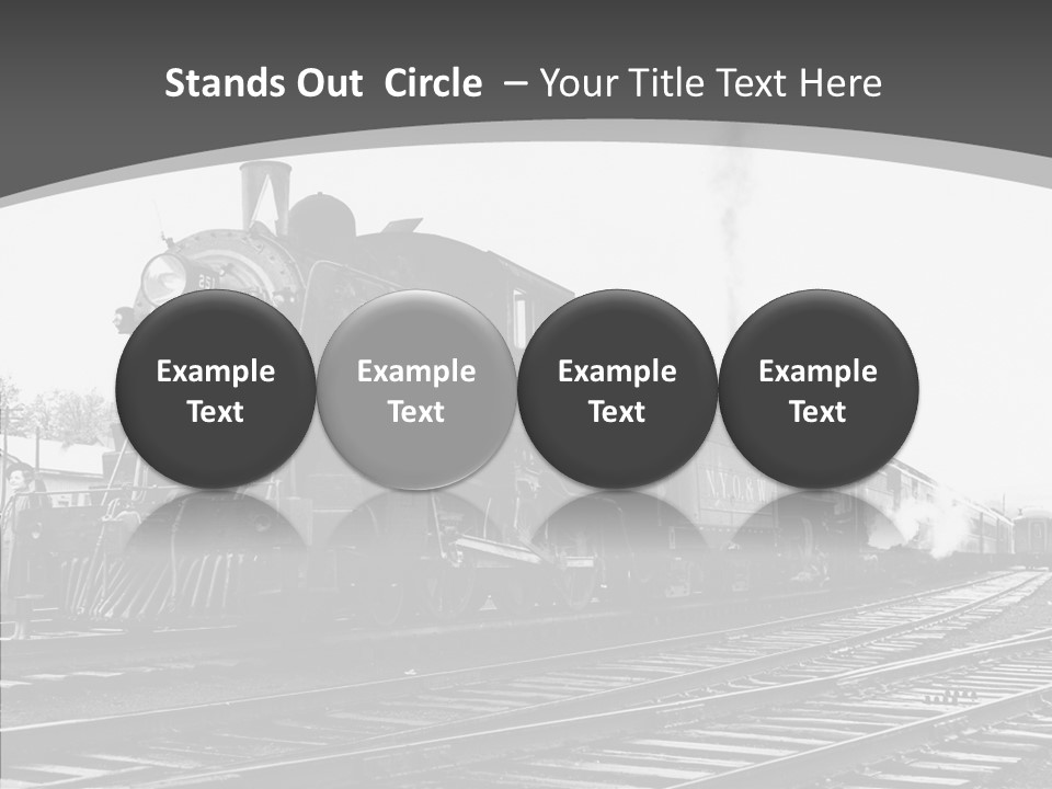 Old Locomotive Black White Background PowerPoint Template