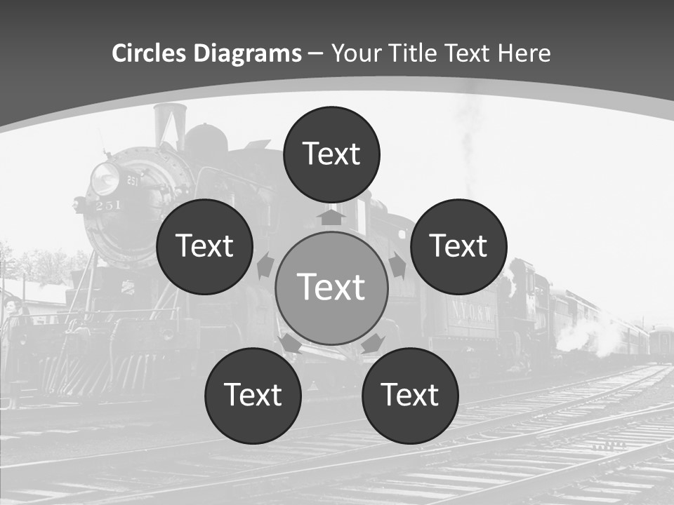 Old Locomotive Black White Background PowerPoint Template